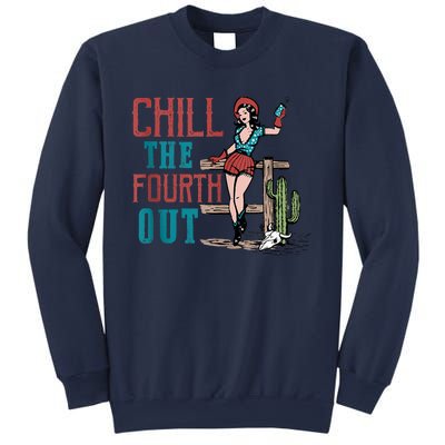 Chill The Fourth Out Retro Western Cowgirl Happy 4th Of July Sweatshirt