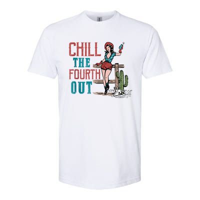 Chill The Fourth Out Retro Western Cowgirl Happy 4th Of July Softstyle® CVC T-Shirt