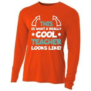 Cool Teacher Funny Saying Teaching Student Gift Cooling Performance Long Sleeve Crew