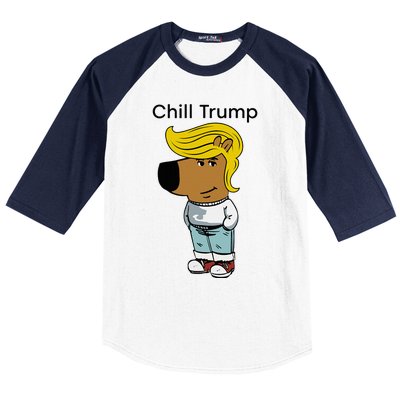 Chill Trump Funny Chill Guy Dog Meme Trump Baseball Sleeve Shirt