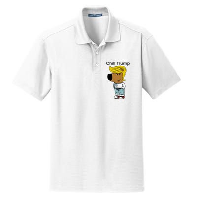 Chill Trump Funny Chill Guy Dog Meme Trump Dry Zone Grid Polo