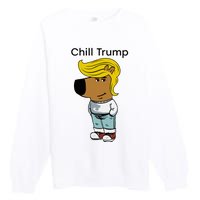 Chill Trump Funny Chill Guy Dog Meme Trump Premium Crewneck Sweatshirt