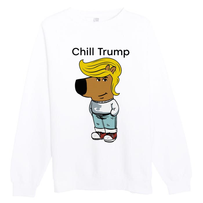 Chill Trump Funny Chill Guy Dog Meme Trump Premium Crewneck Sweatshirt