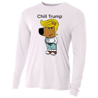 Chill Trump Funny Chill Guy Dog Meme Trump Cooling Performance Long Sleeve Crew