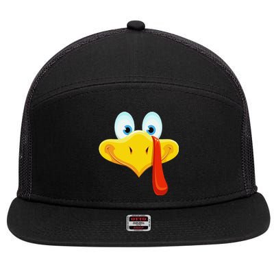 Cute Turkey Face Thanksgiving 7 Panel Mesh Trucker Snapback Hat