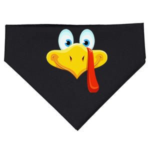 Cute Turkey Face Thanksgiving USA-Made Doggie Bandana