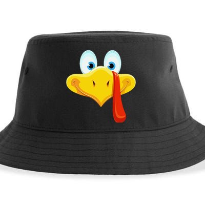 Cute Turkey Face Thanksgiving Sustainable Bucket Hat