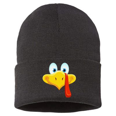 Cute Turkey Face Thanksgiving Sustainable Knit Beanie