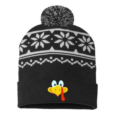 Cute Turkey Face Thanksgiving USA-Made Snowflake Beanie