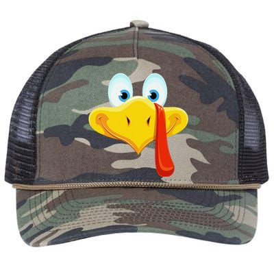 Cute Turkey Face Thanksgiving Retro Rope Trucker Hat Cap