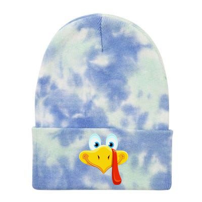 Cute Turkey Face Thanksgiving Tie Dye 12in Knit Beanie