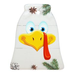 Cute Turkey Face Thanksgiving Ceramic Bell Ornament