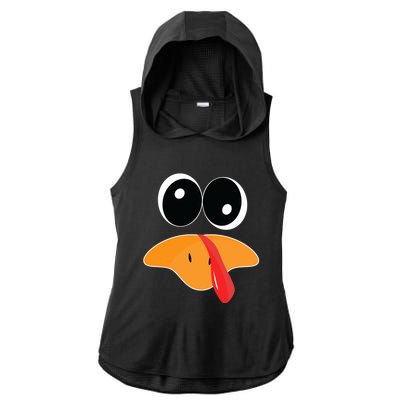 Cute Turkey Face Funny Thanksgiving Pilgrim Turkey Face Cool Gift Ladies PosiCharge Tri-Blend Wicking Draft Hoodie Tank