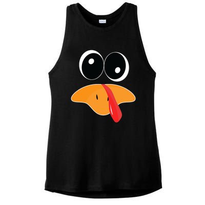 Cute Turkey Face Funny Thanksgiving Pilgrim Turkey Face Cool Gift Ladies PosiCharge Tri-Blend Wicking Tank