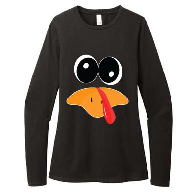 Cute Turkey Face Funny Thanksgiving Pilgrim Turkey Face Cool Gift Womens CVC Long Sleeve Shirt