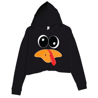 Cute Turkey Face Funny Thanksgiving Pilgrim Turkey Face Cool Gift Crop Fleece Hoodie