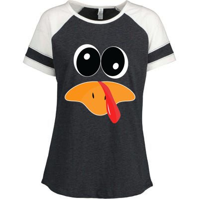 Cute Turkey Face Funny Thanksgiving Pilgrim Turkey Face Cool Gift Enza Ladies Jersey Colorblock Tee