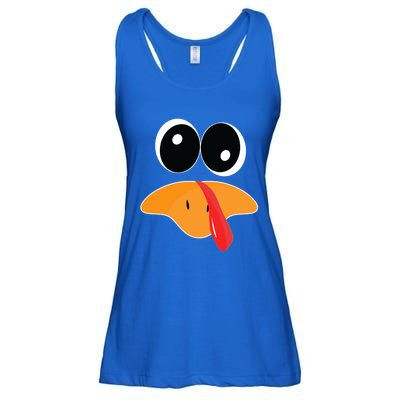 Cute Turkey Face Funny Thanksgiving Pilgrim Turkey Face Cool Gift Ladies Essential Flowy Tank