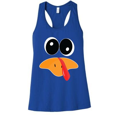 Cute Turkey Face Funny Thanksgiving Pilgrim Turkey Face Cool Gift Women's Racerback Tank