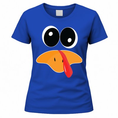 Cute Turkey Face Funny Thanksgiving Pilgrim Turkey Face Cool Gift Women's T-Shirt