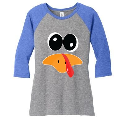 Cute Turkey Face Funny Thanksgiving Pilgrim Turkey Face Cool Gift Women's Tri-Blend 3/4-Sleeve Raglan Shirt