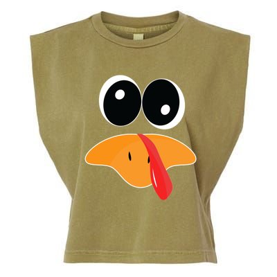 Cute Turkey Face Funny Thanksgiving Pilgrim Turkey Face Cool Gift Garment-Dyed Women's Muscle Tee