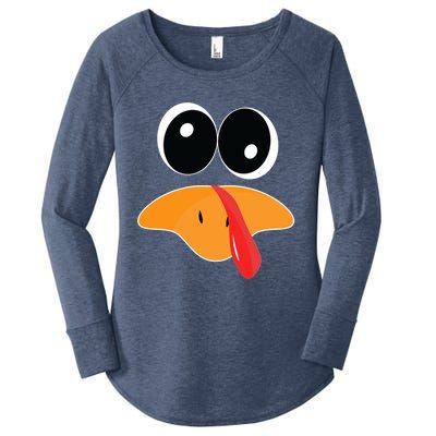 Cute Turkey Face Funny Thanksgiving Pilgrim Turkey Face Cool Gift Women's Perfect Tri Tunic Long Sleeve Shirt