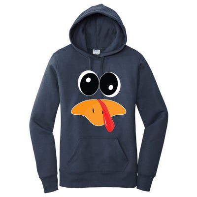 Cute Turkey Face Funny Thanksgiving Pilgrim Turkey Face Cool Gift Women's Pullover Hoodie