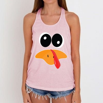 Cute Turkey Face Funny Thanksgiving Pilgrim Turkey Face Cool Gift Women's Knotted Racerback Tank