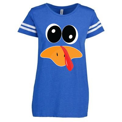 Cute Turkey Face Funny Thanksgiving Pilgrim Turkey Face Cool Gift Enza Ladies Jersey Football T-Shirt