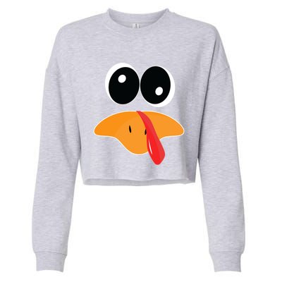 Cute Turkey Face Funny Thanksgiving Pilgrim Turkey Face Cool Gift Cropped Pullover Crew