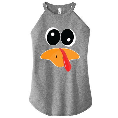 Cute Turkey Face Funny Thanksgiving Pilgrim Turkey Face Cool Gift Women’s Perfect Tri Rocker Tank