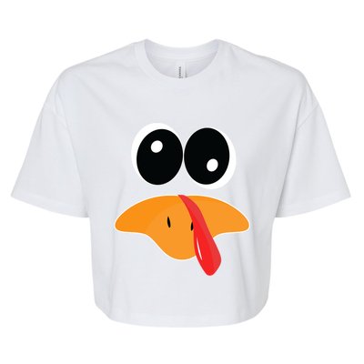 Cute Turkey Face Funny Thanksgiving Pilgrim Turkey Face Cool Gift Bella+Canvas Jersey Crop Tee