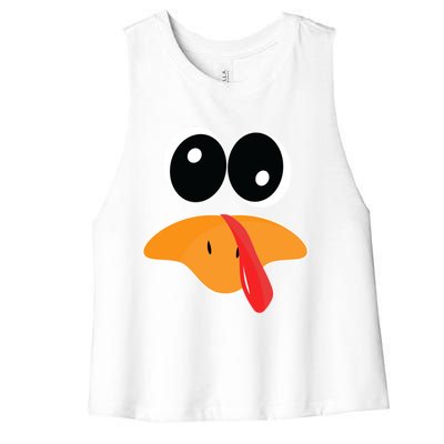 Cute Turkey Face Funny Thanksgiving Pilgrim Turkey Face Cool Gift Women's Racerback Cropped Tank