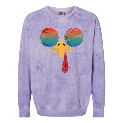 Cool Turkey Face Graphic Sunglasses Thanksgiving Colorblast Crewneck Sweatshirt