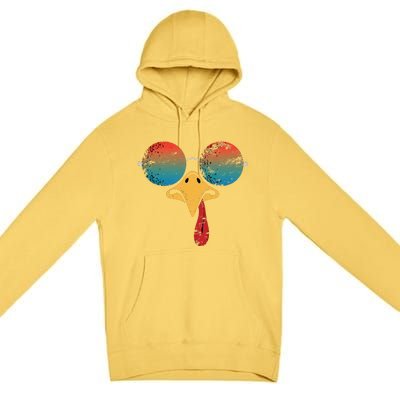 Cool Turkey Face Graphic Sunglasses Thanksgiving Premium Pullover Hoodie