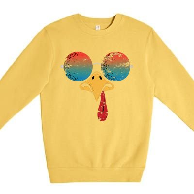 Cool Turkey Face Graphic Sunglasses Thanksgiving Premium Crewneck Sweatshirt