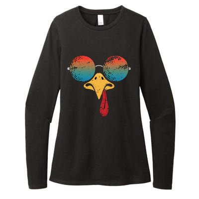 Cool Turkey Face Graphic Sunglasses Thanksgiving Womens CVC Long Sleeve Shirt