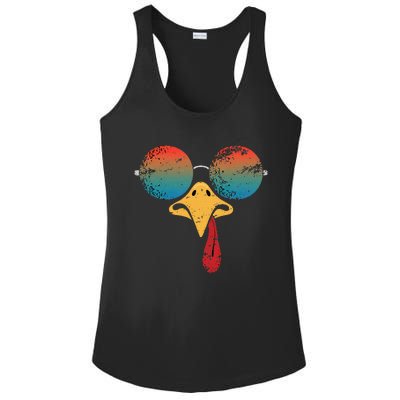 Cool Turkey Face Graphic Sunglasses Thanksgiving Ladies PosiCharge Competitor Racerback Tank