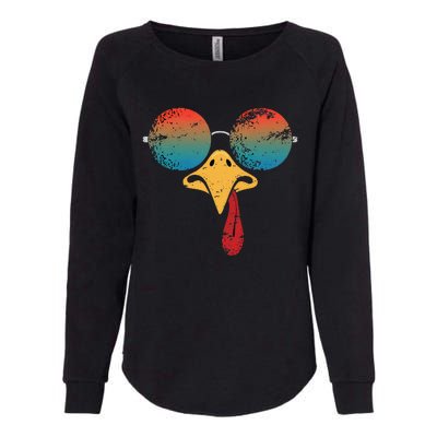 Cool Turkey Face Graphic Sunglasses Thanksgiving Womens California Wash Sweatshirt