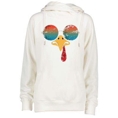 Cool Turkey Face Graphic Sunglasses Thanksgiving Womens Funnel Neck Pullover Hood