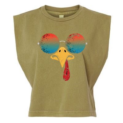 Cool Turkey Face Graphic Sunglasses Thanksgiving Garment-Dyed Women's Muscle Tee