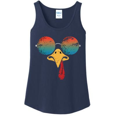 Cool Turkey Face Graphic Sunglasses Thanksgiving Ladies Essential Tank