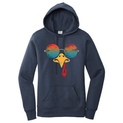 Cool Turkey Face Graphic Sunglasses Thanksgiving Women's Pullover Hoodie