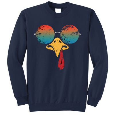 Cool Turkey Face Graphic Sunglasses Thanksgiving Tall Sweatshirt