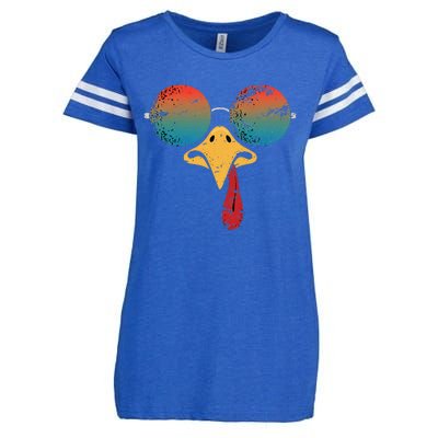 Cool Turkey Face Graphic Sunglasses Thanksgiving Enza Ladies Jersey Football T-Shirt