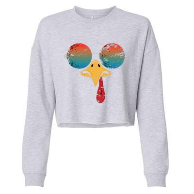 Cool Turkey Face Graphic Sunglasses Thanksgiving Cropped Pullover Crew