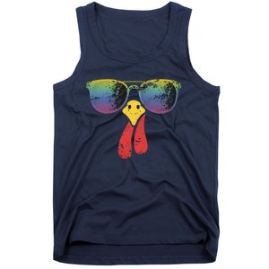 Cool Turkey Face Graphic Sunglasses Thanksgiving Tank Top