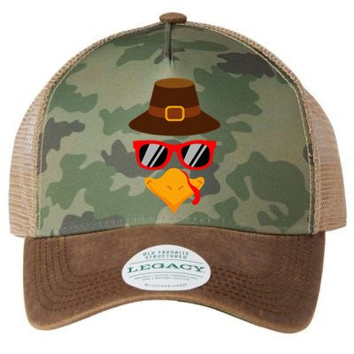 Cute Turkey Face Glasses Thanksgiving Legacy Tie Dye Trucker Hat