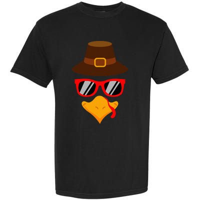 Cute Turkey Face Glasses Thanksgiving Garment-Dyed Heavyweight T-Shirt